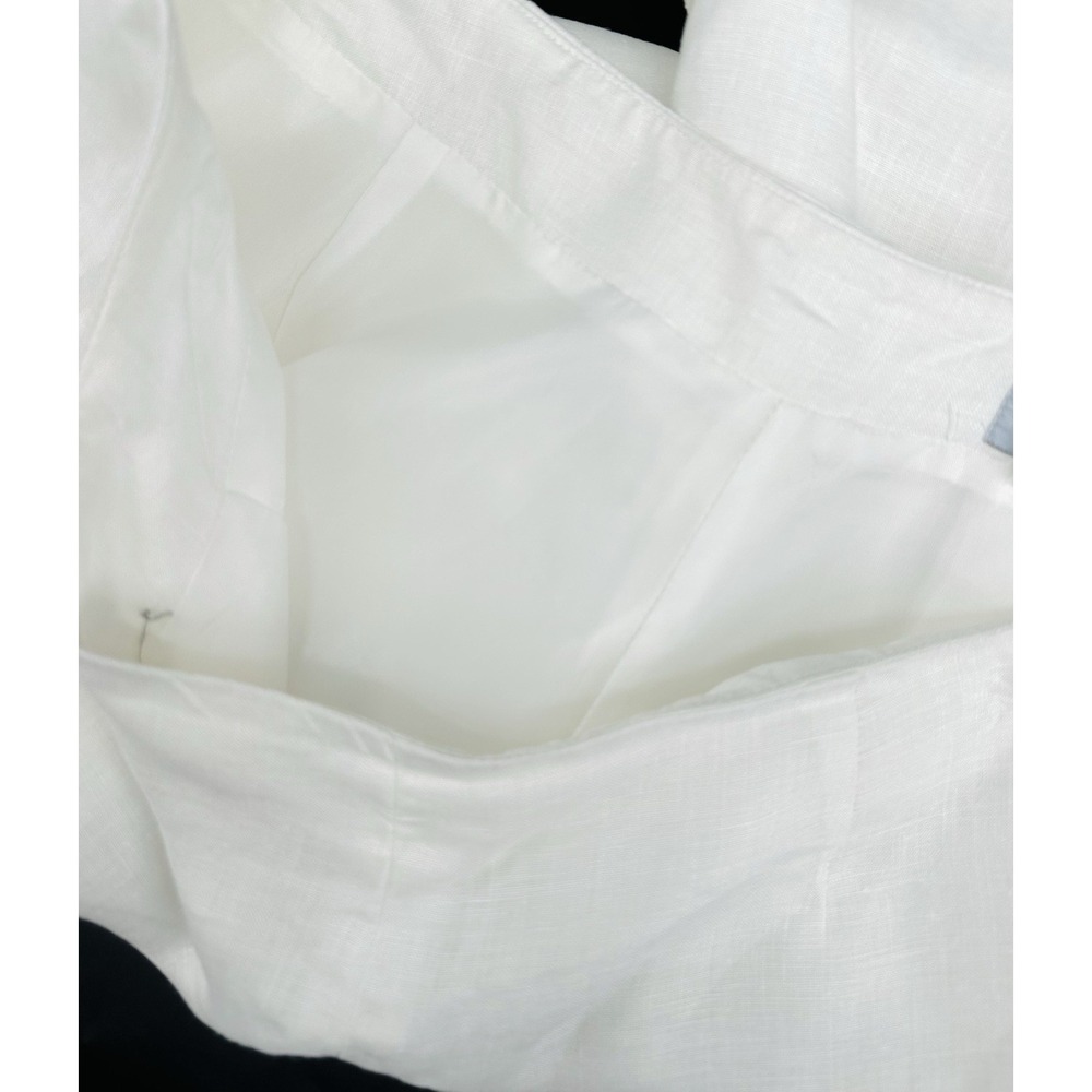 David N Pants White Linen Sz 16 Cropped Wide Sz Leg Lined Casual Pockets JJ23 - Picture 6 of 7